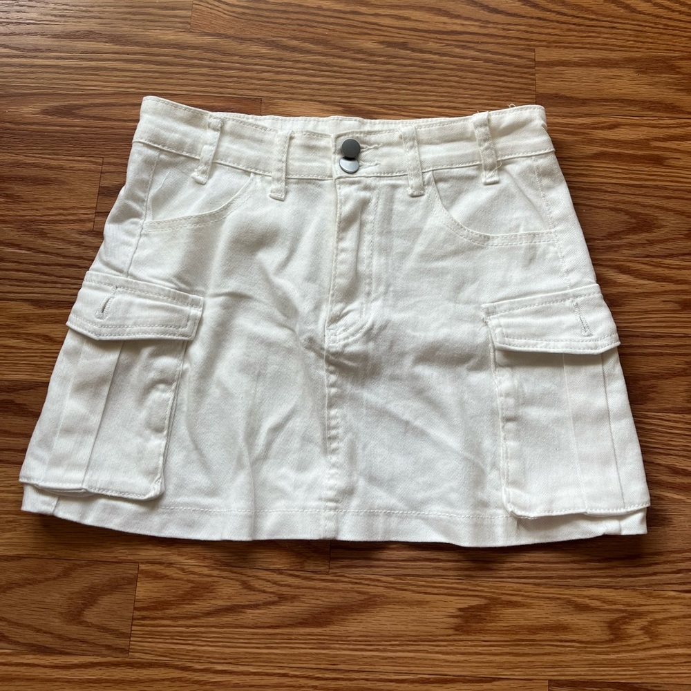 White/Off White Cargo Mini Skirt